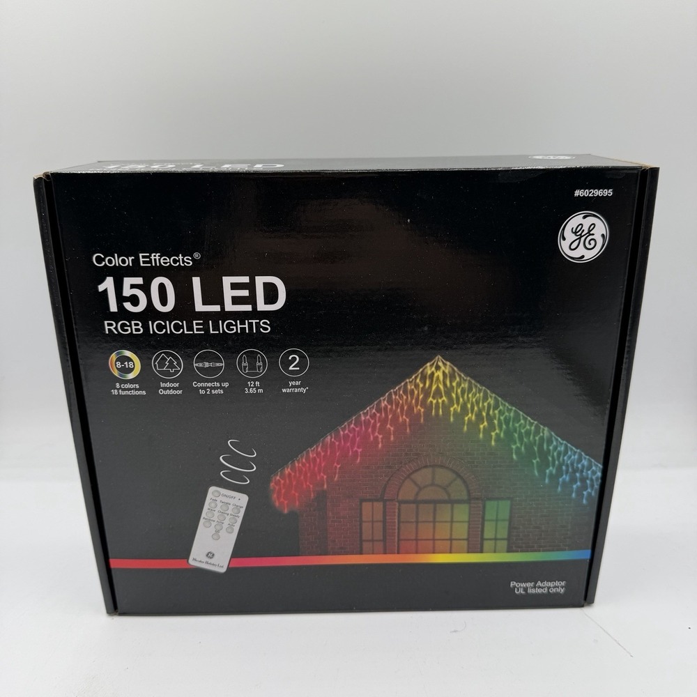 GE Color Effects 150-Count 12 ft Color Changing LED Christmas Icicle Lights‎